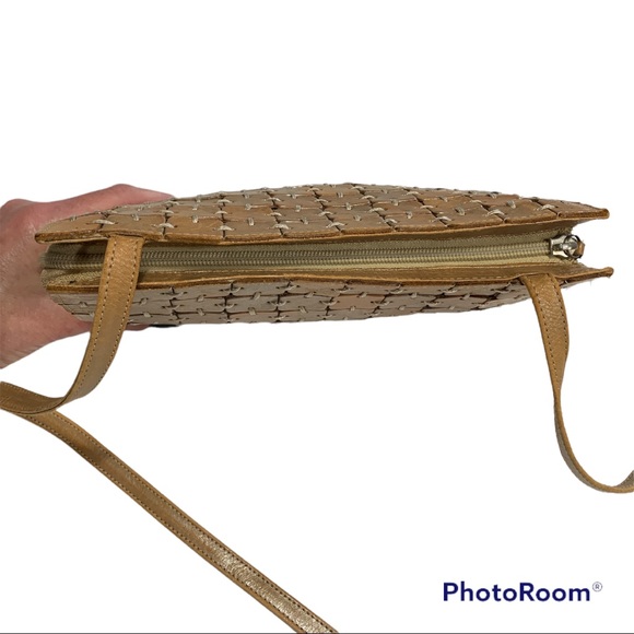 CEM Brazil Leather Crossbody Bag Metallic Tan - Picture 10 of 13